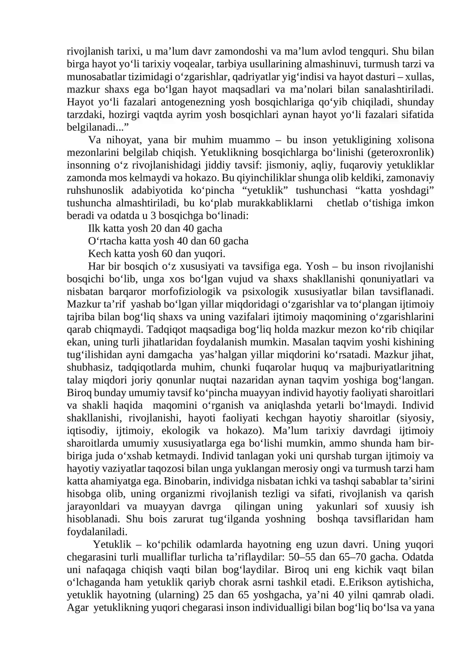 YETUKLIK DAVRINING PSIXOLOGIK XUSUSIYATLARI. PSIXOGERONTOLOGIYA – KEKSALIK PSIXOLOGIYASI 2