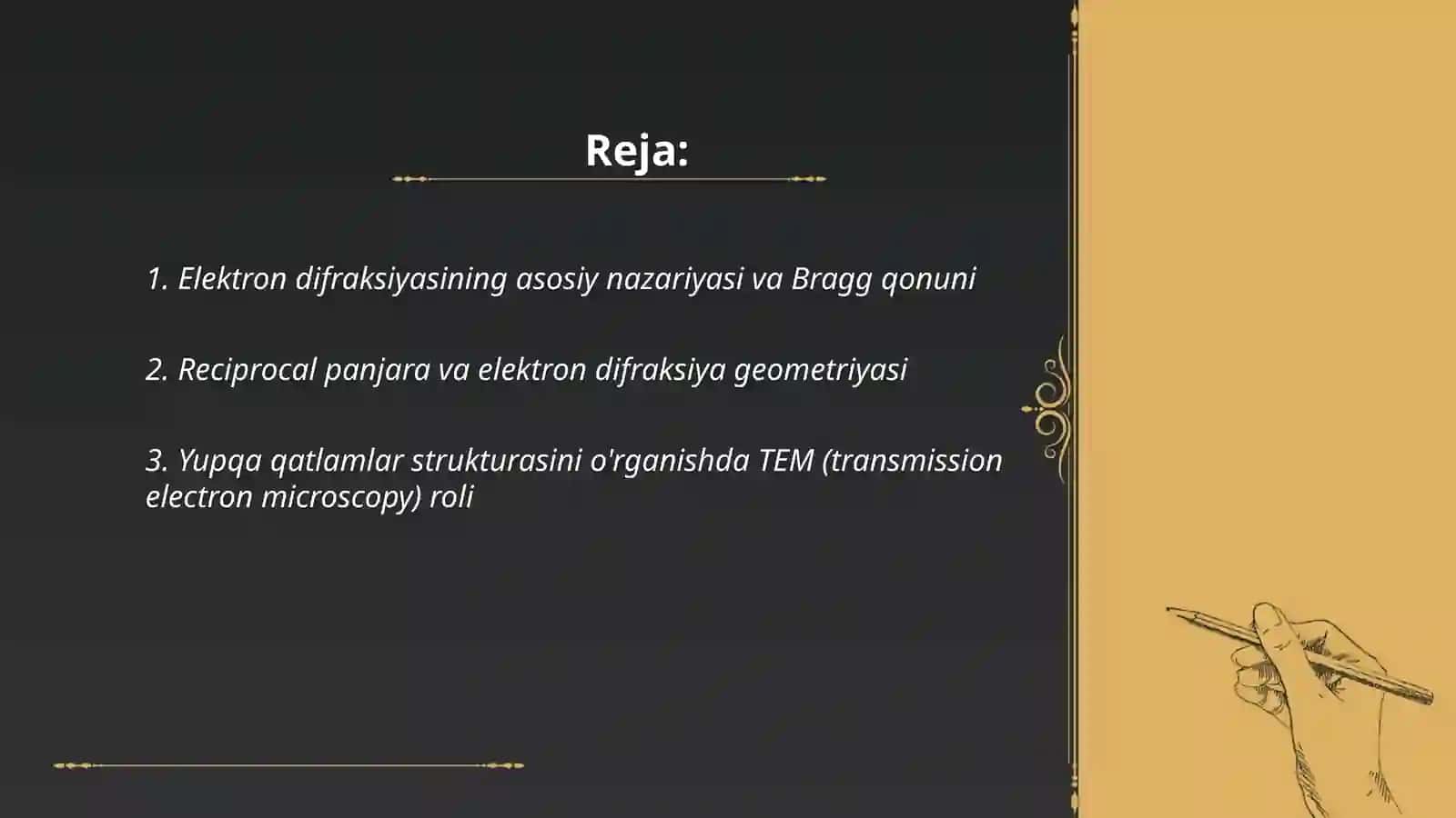 Elektronlar difraksiyasi va uning yupka qatlamlar strukturasini o'rganishda qo'llanilishi 2