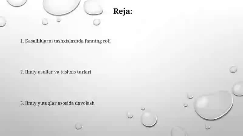 Kasalliklarni tashxislash va davolashda fanning o'rni 2