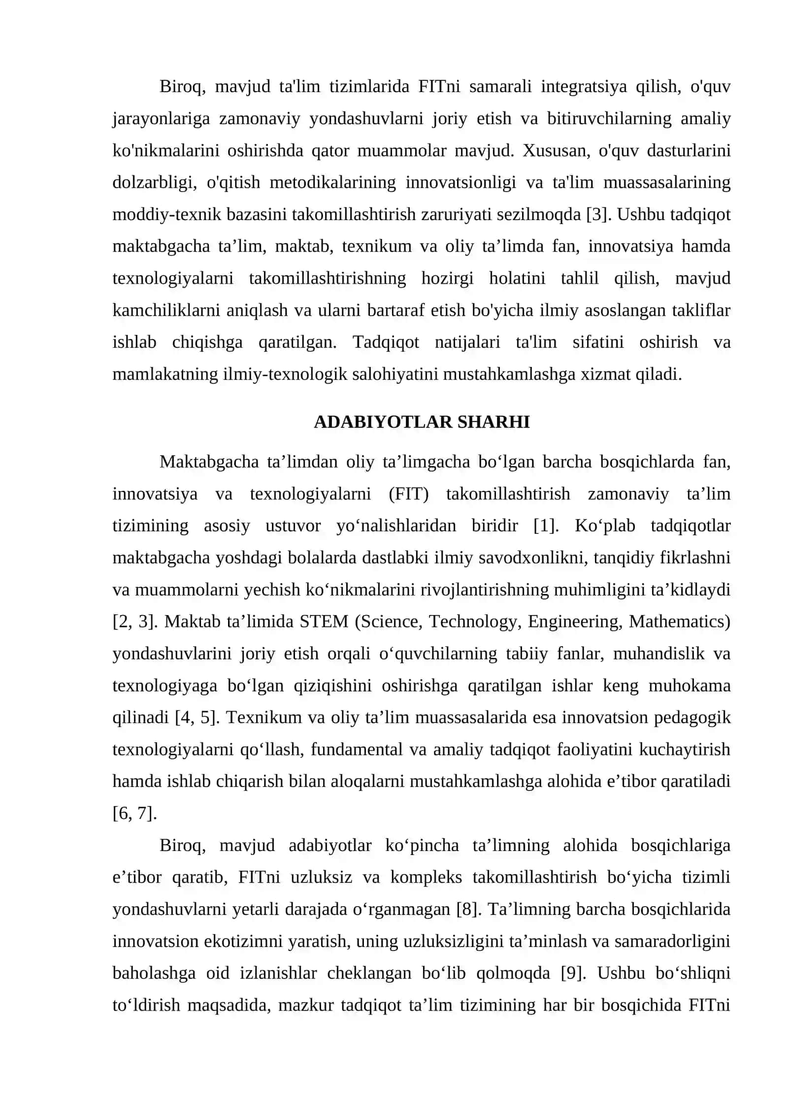 MAKTABGACHA TAʼLIM, MAKTAB, TEXNIKUM VA OLIY TAʼLIMDA FAN, INNOVATSIYA HAMDA TEXNOLOGIYALARNI TAKOMILLASHTIRISH 2