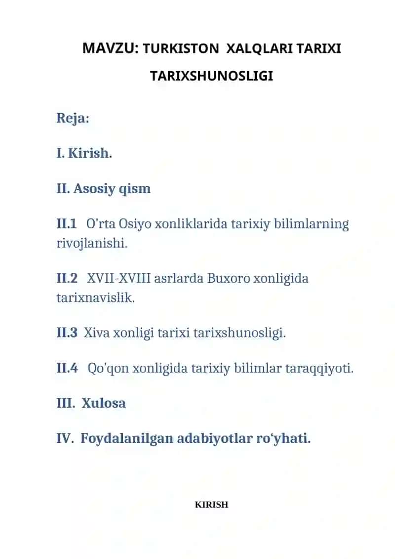 TURKISTON XALQLARI TARIXI TARIXSHUNOSLIGI 2