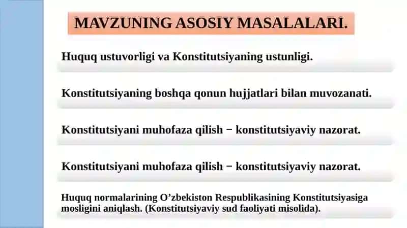 KONSTITUTSIYANING USTUNLIGI VA MUHOFAZASI 2