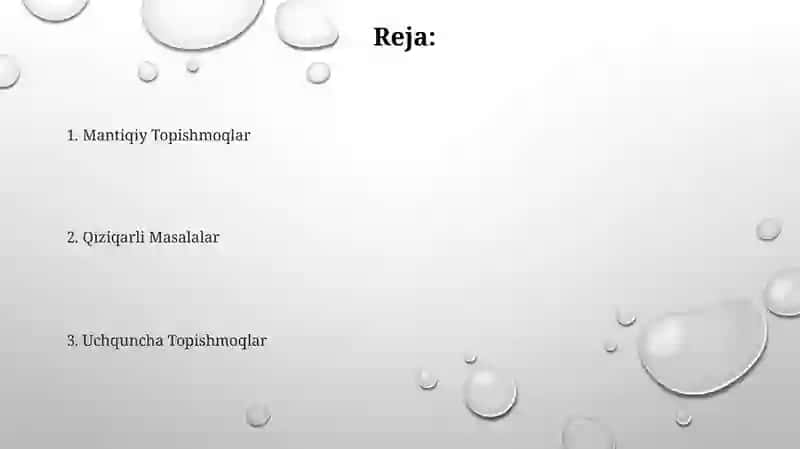 Mantiqiy Topishmoqlar 2