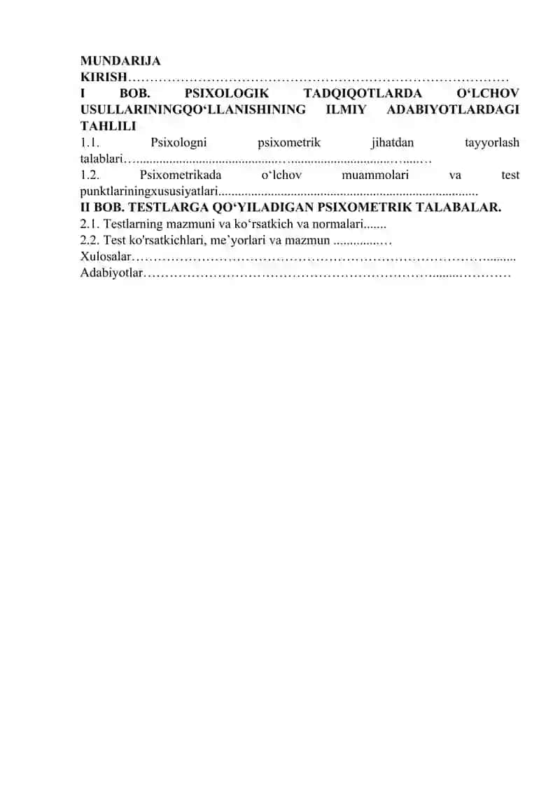 Psixometrikada oʻlchov muammolari va test punktlariningxususiyatlari 2
