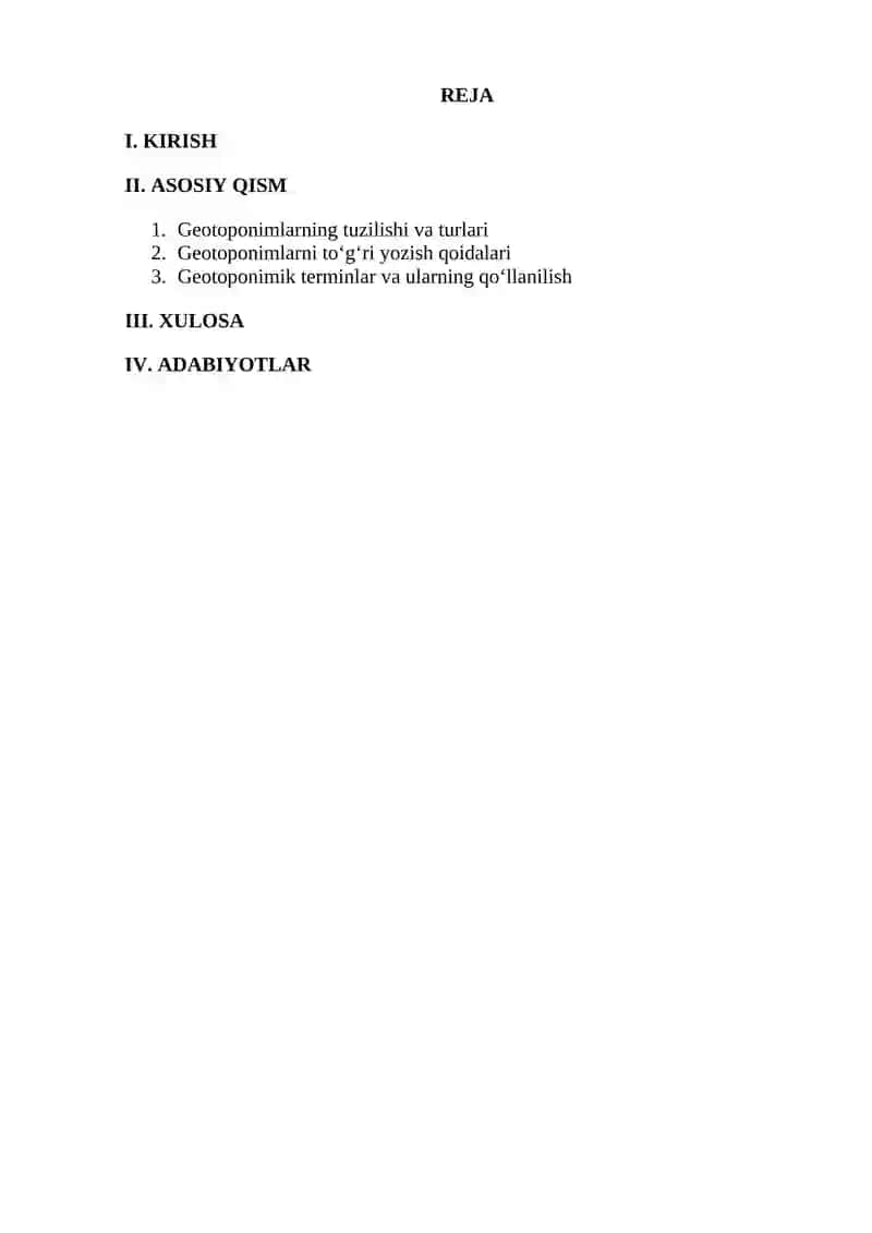 GEOTOPONIMLARNING TО‘G‘RI YOZILISH QOIDALARI. GEOTOPONIMIK TERMINLAR 2