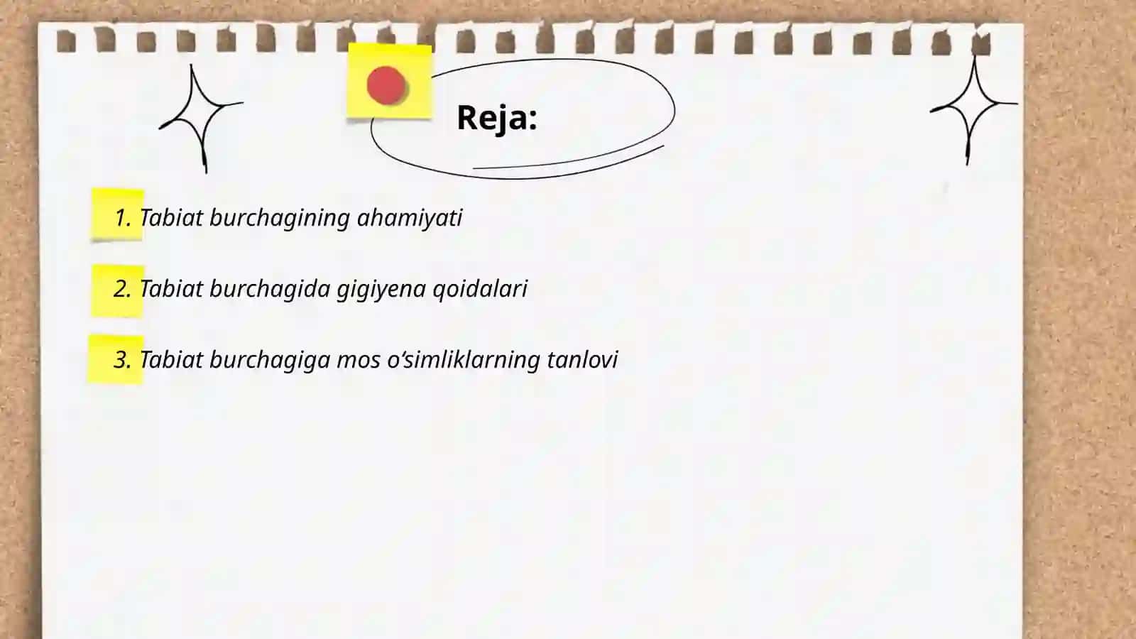 Tabiat burchagini tashkil etish 2