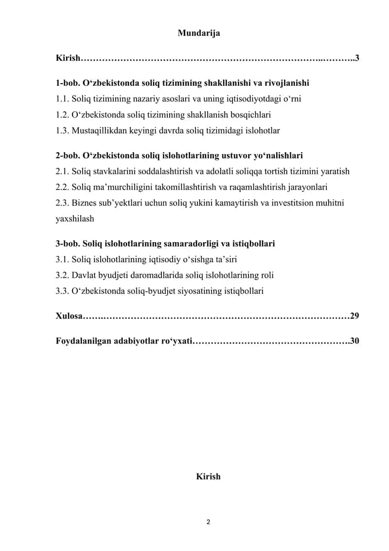 O’zbekistonda soliq islohotlarining ustuvor yo‘nalishlari 2