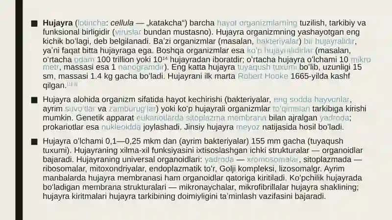 Hujayra Tuzilishi va Funksiyalari 2