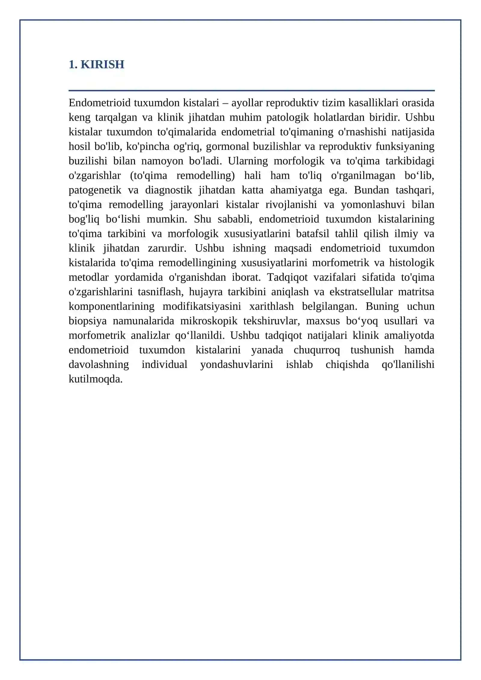 Endometrioid tuxumdon kistalarida to'qima remodellingining morfologik tahlili 2