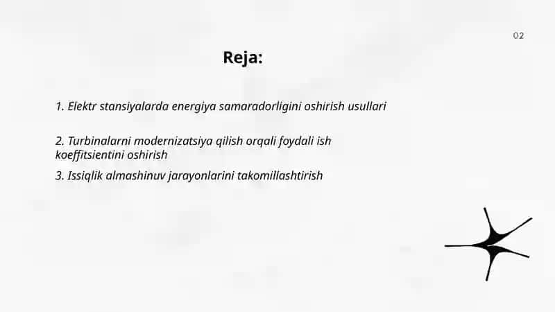 Elektr stansiyalarda foydali ish koeffitsienti oshirish bo’yicha takliflar 2