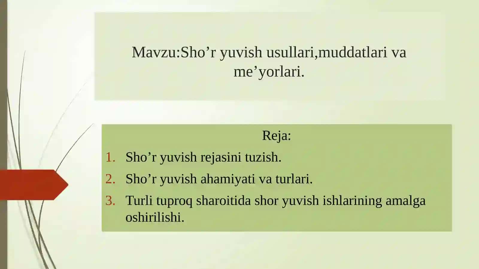 Sho’ryuvish usullari, muddatlari va me’yorlari 2