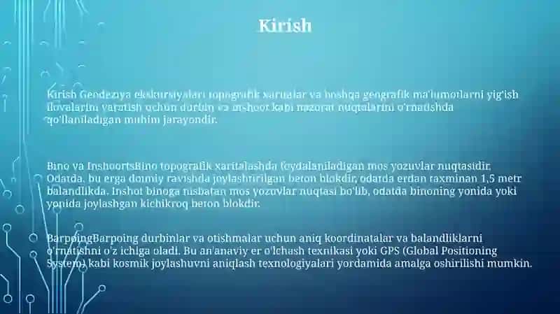 Bino Va Inshootlarni Barpo Etishda Geodezik Turlar 2