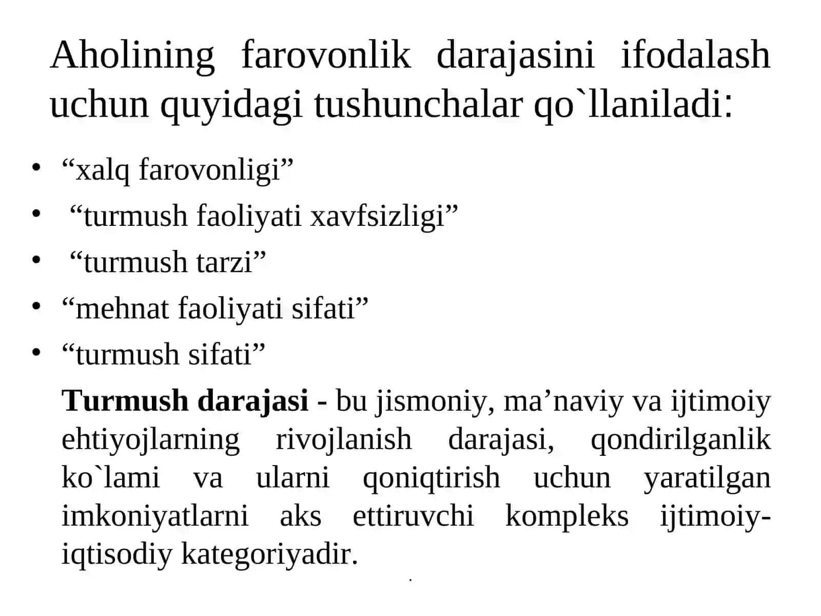 AHОLINING TURMUSH DARAJASI VA FARОVОNLIGI 2
