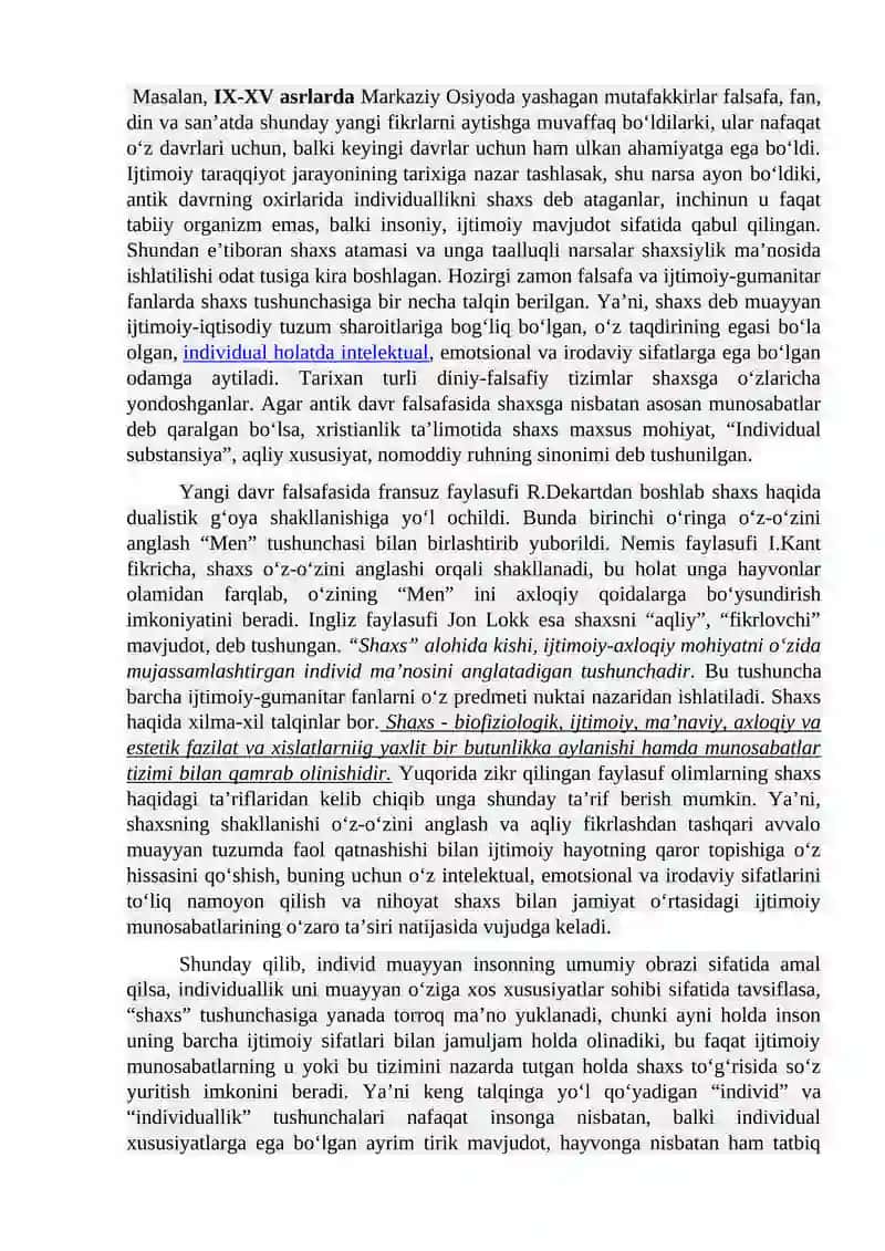 Individ, shaxs va individuallik, ularning uzviy bog‘liqligi va o‘ziga xosligi.  Chet el psixologiyasida shaxs nazariyalari. 2