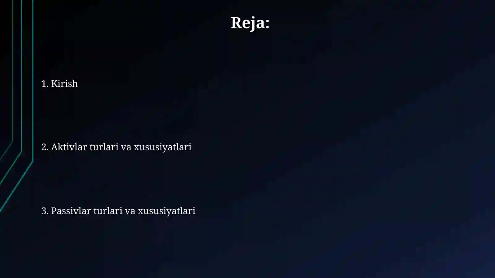 Tarmoqqa qarab aktivlar va passivlar tarkibining xususiyatlari 2