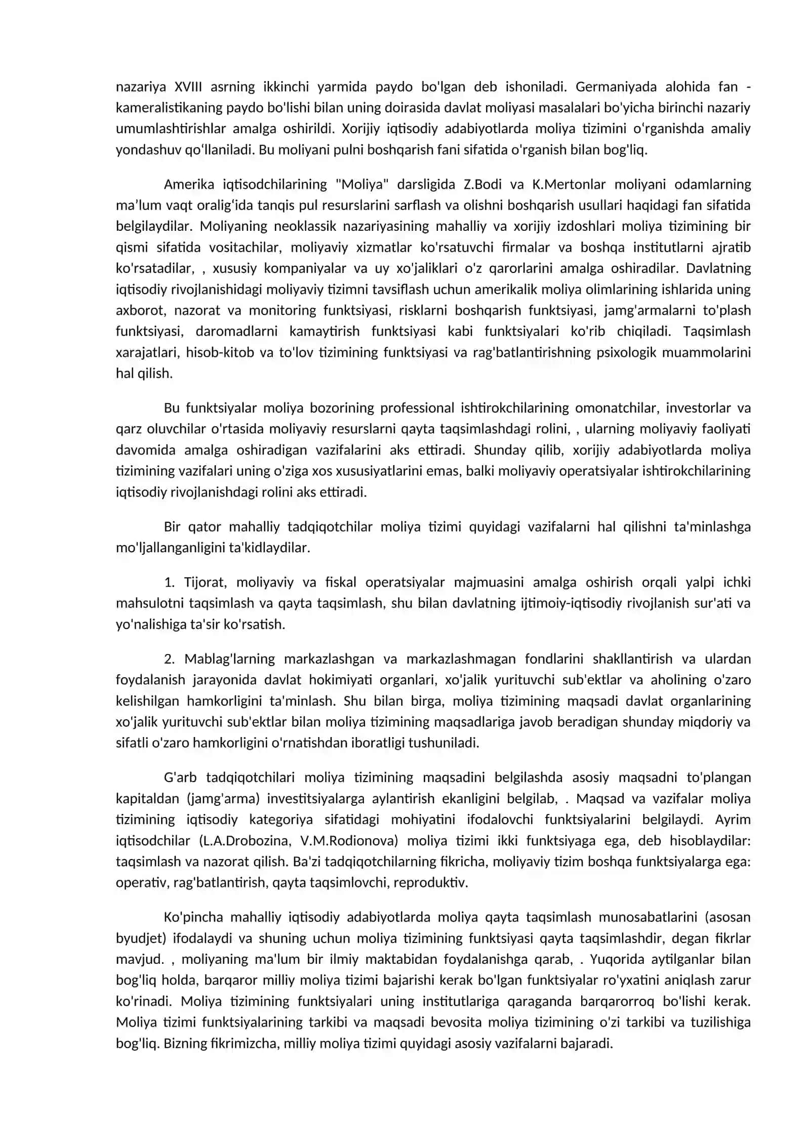 Moliyaviy tizim funktsiyalari va ularning evolyutsiyasi 2