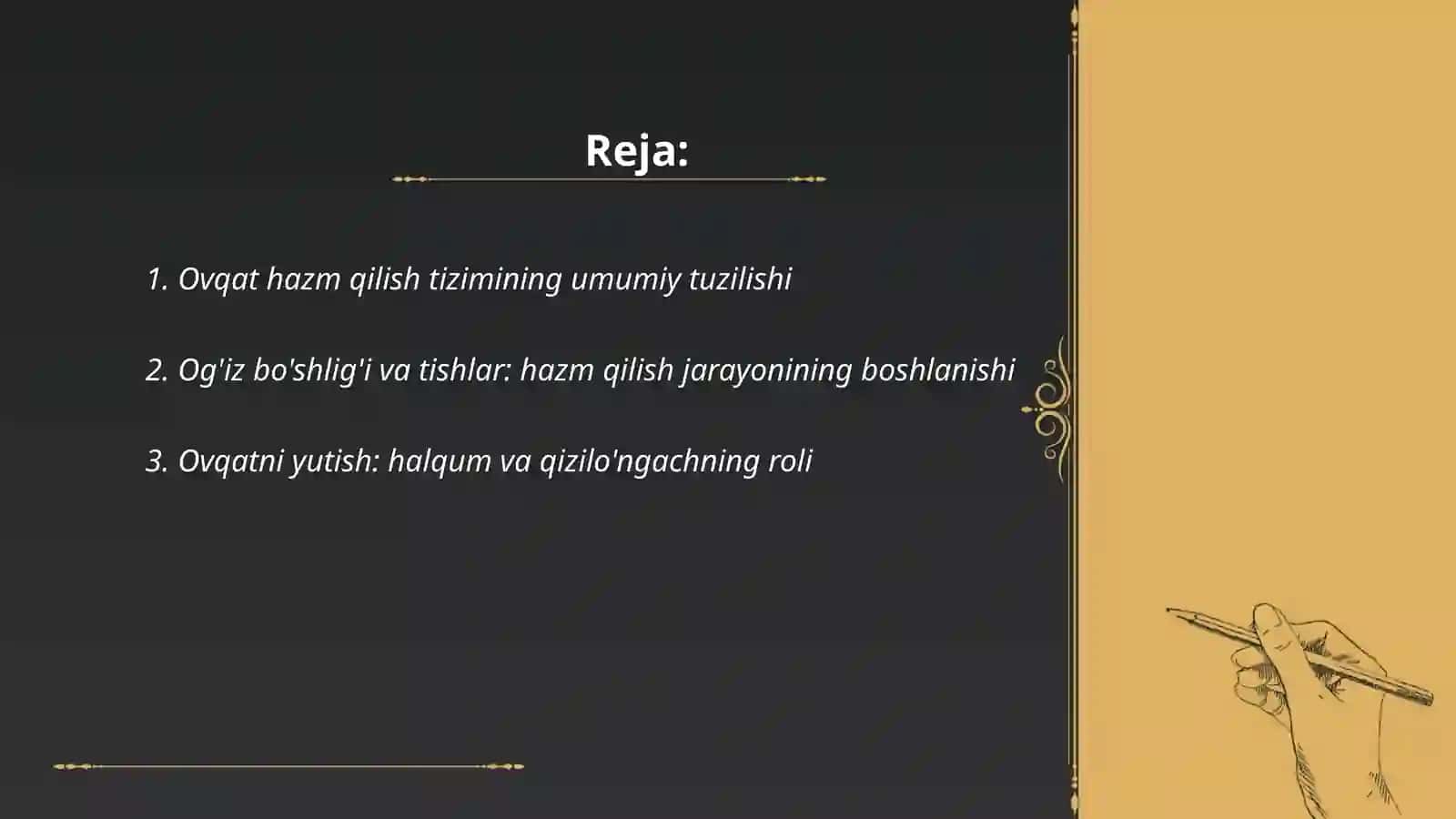 Ovqat hazm qilish sistemasini o'qitish metodikasi 2