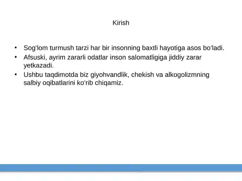 Giyohvandlik, Chekish va Alkogolizmning Zararlari 2