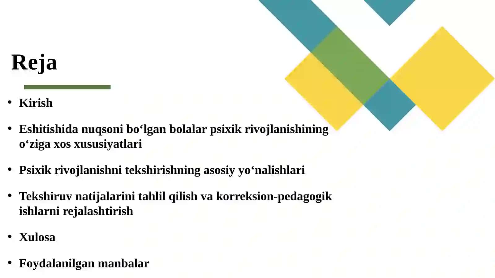Eshitishida nuqsoni bo‘lgan bolalar psixik rivojlanishini tekshirish. 2