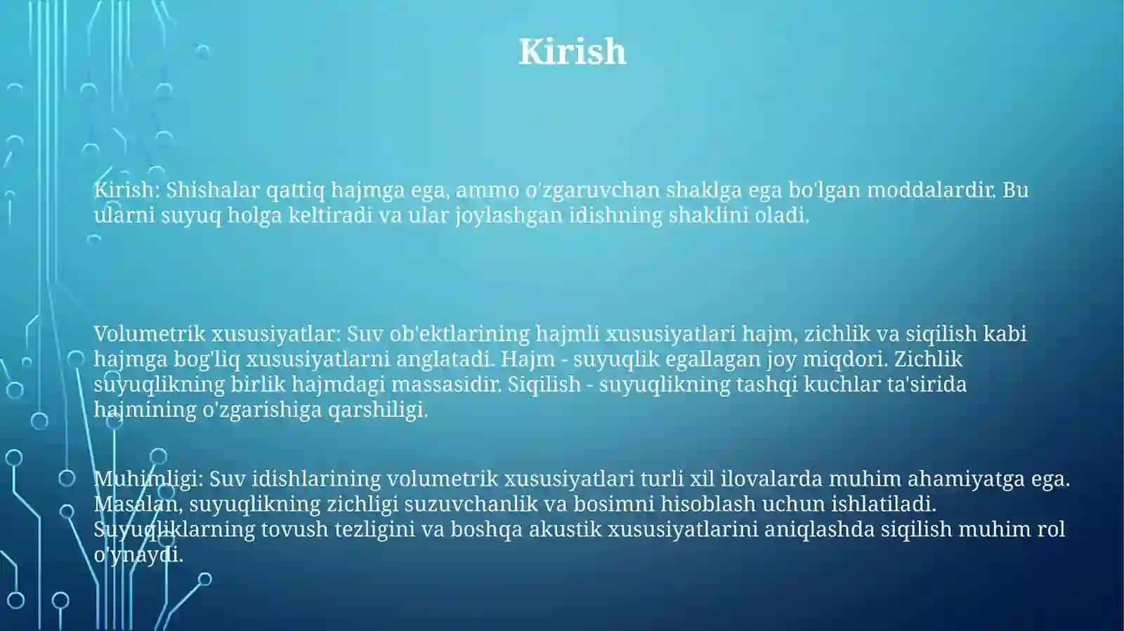 Suyuqliklarning Hajmiy Xossalari 2