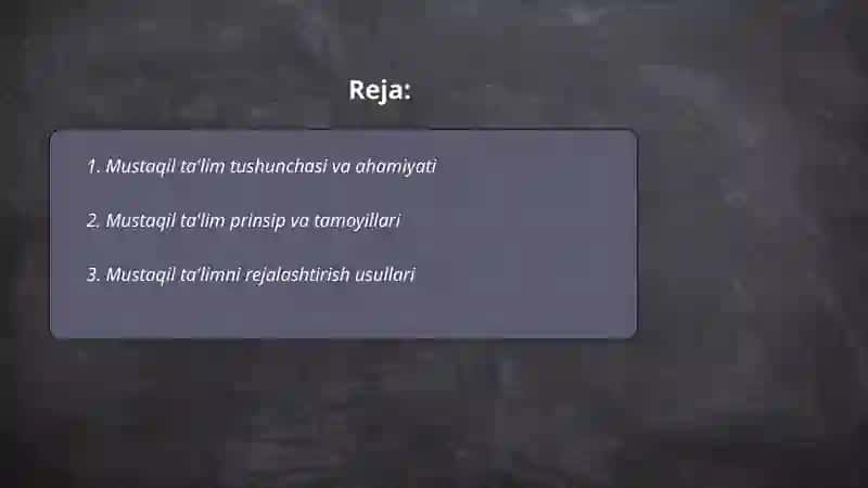 Mustaqil ta'lim va uni tashkil etish 2