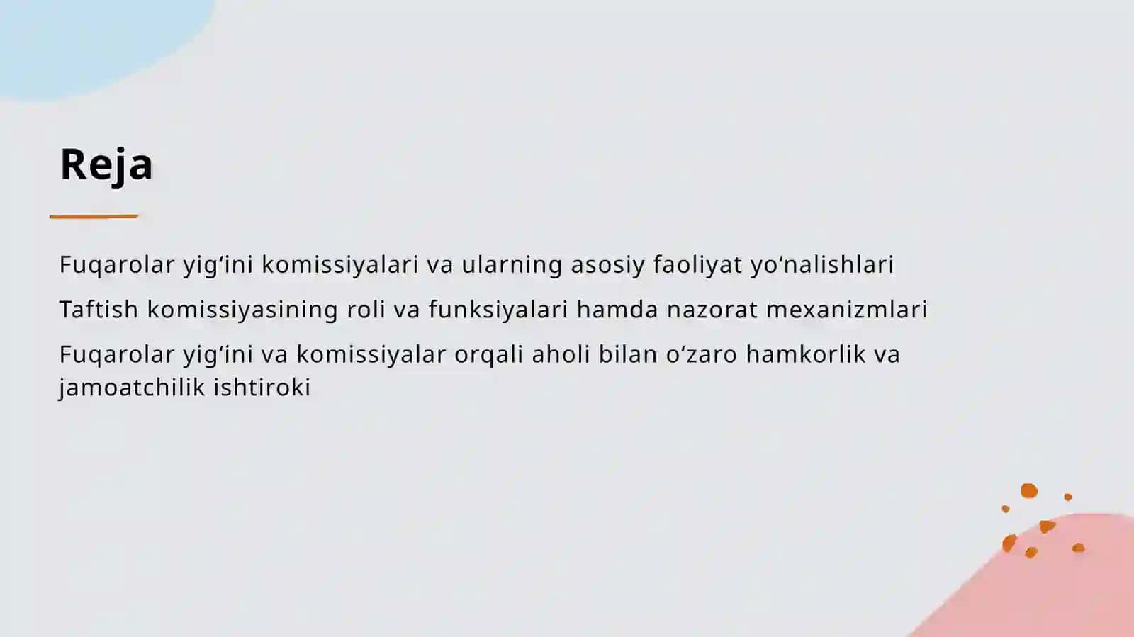 Fuqarolar yig‘ini faoliyatining asosiy yo‘nalishlari bo‘yicha komissiyalar va taftish komissiyasi 2
