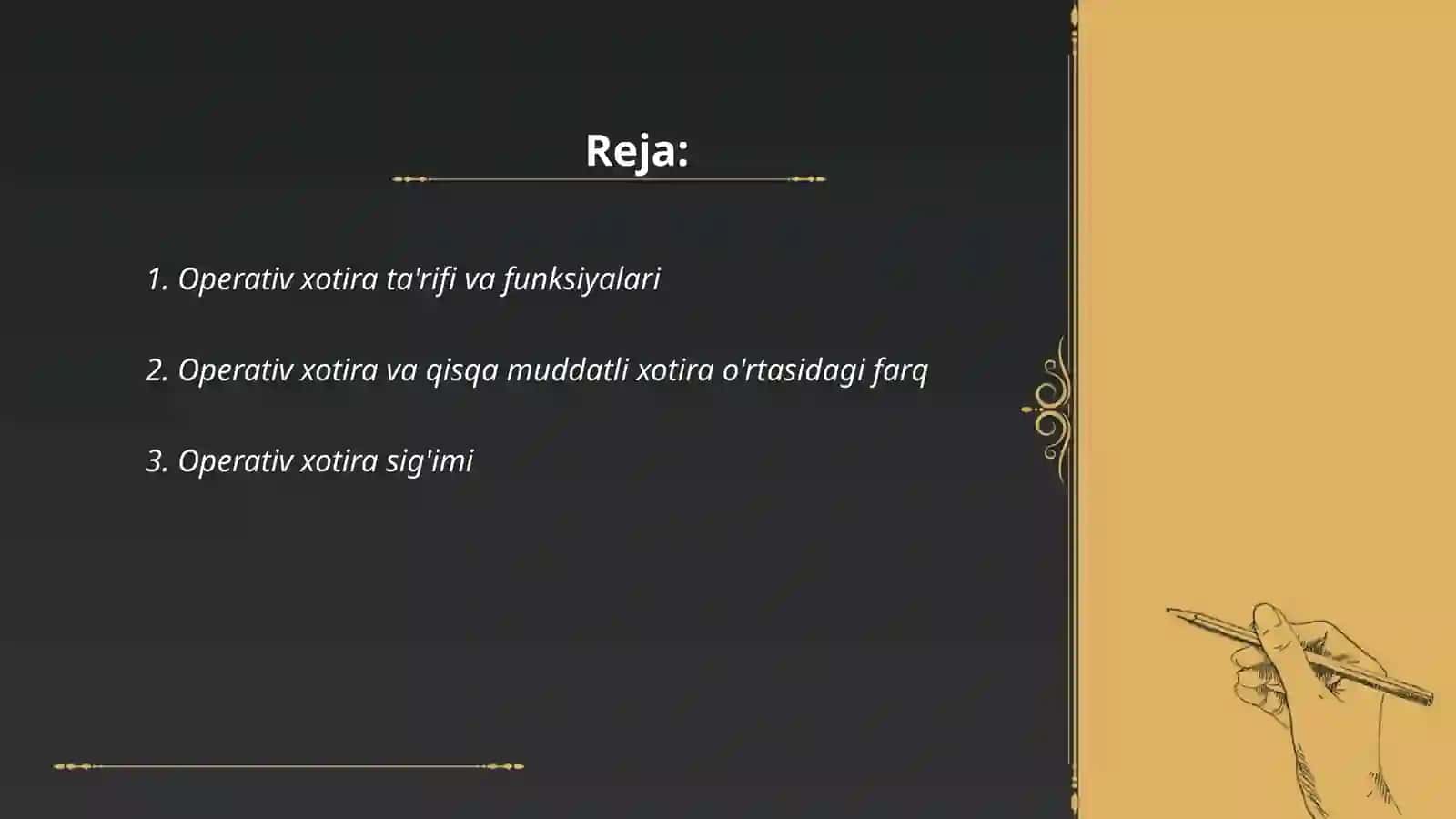 Operativ xotira haqida tushuncha 2
