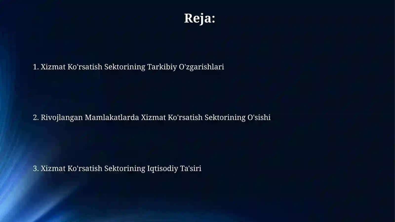 Rivojlangan davlatlarda xizmat ko’rsatish sohalarining rivojlanishi 2