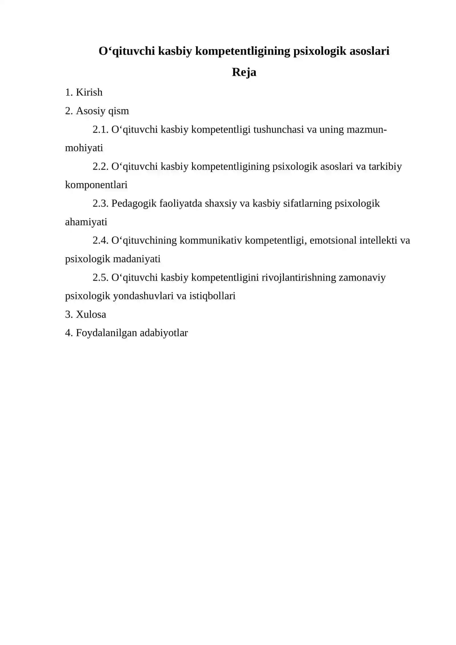 O‘qituvchi kasbiy kompetentligining psixologik asoslari 2