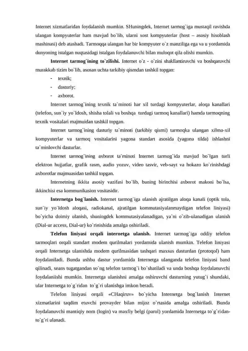 19-Mavzu: Internetga ulanish usullari. Modemning ahamiyati va vazifalari 2