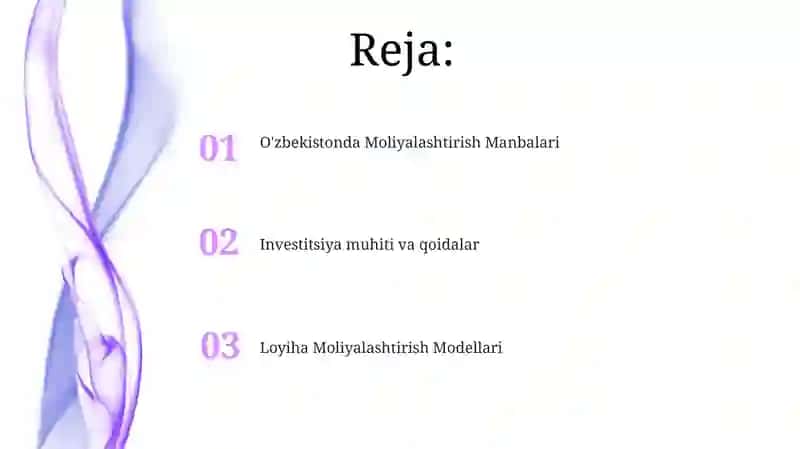 O'zbekistonda Moliyalashtirish Manbalari 2