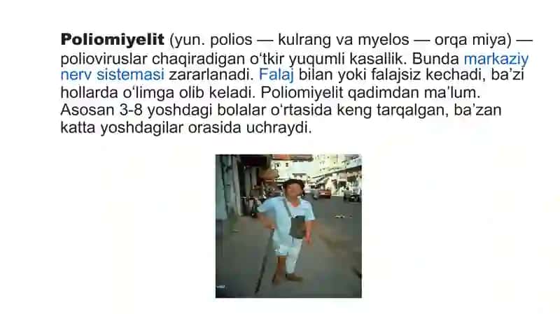 Poliomiyelit(yun. polios — kulrang va myelos — orqa miya) 2