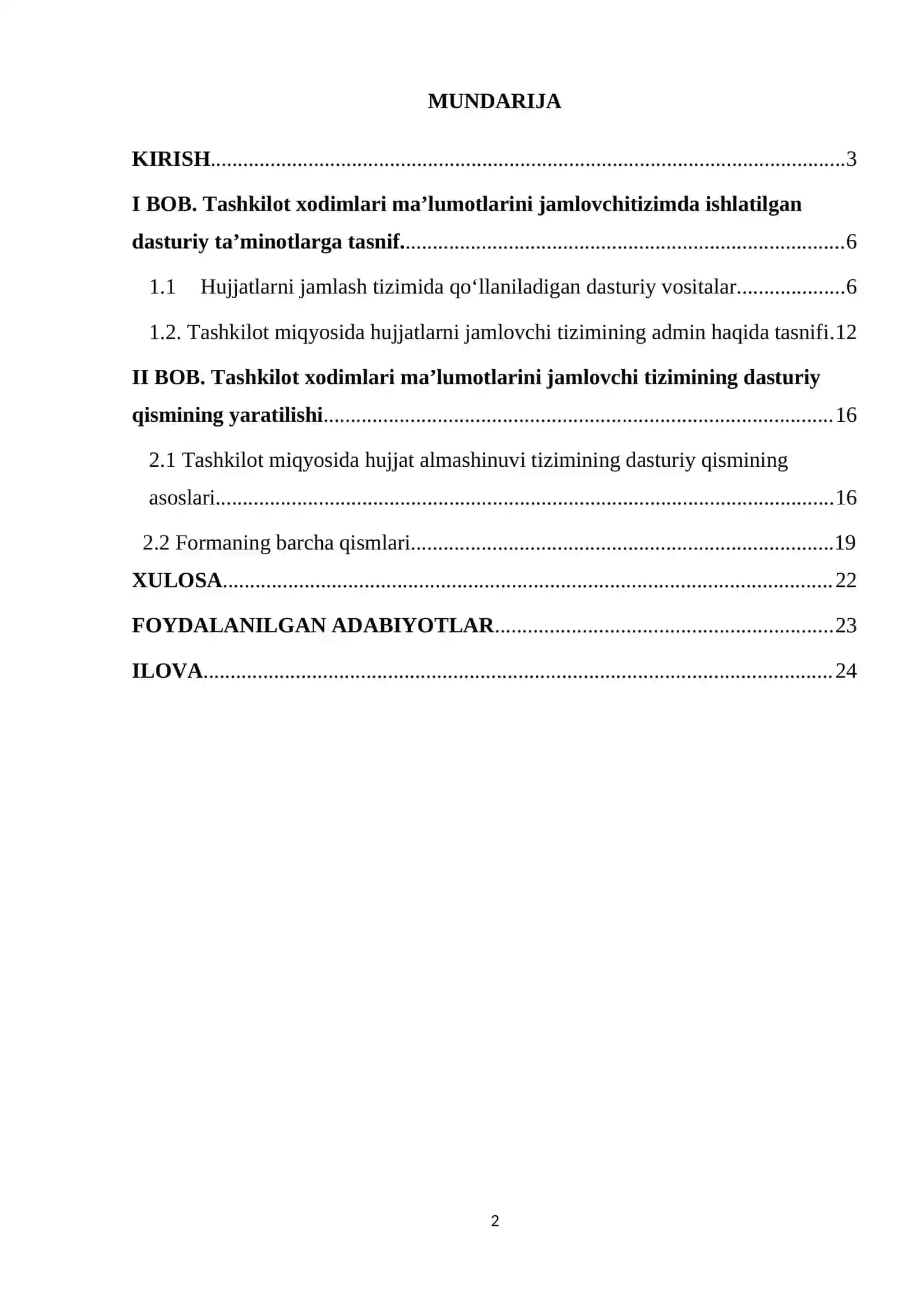 Tashkilot xodimlari ma’lumotlarini jamlovchi tizim 2
