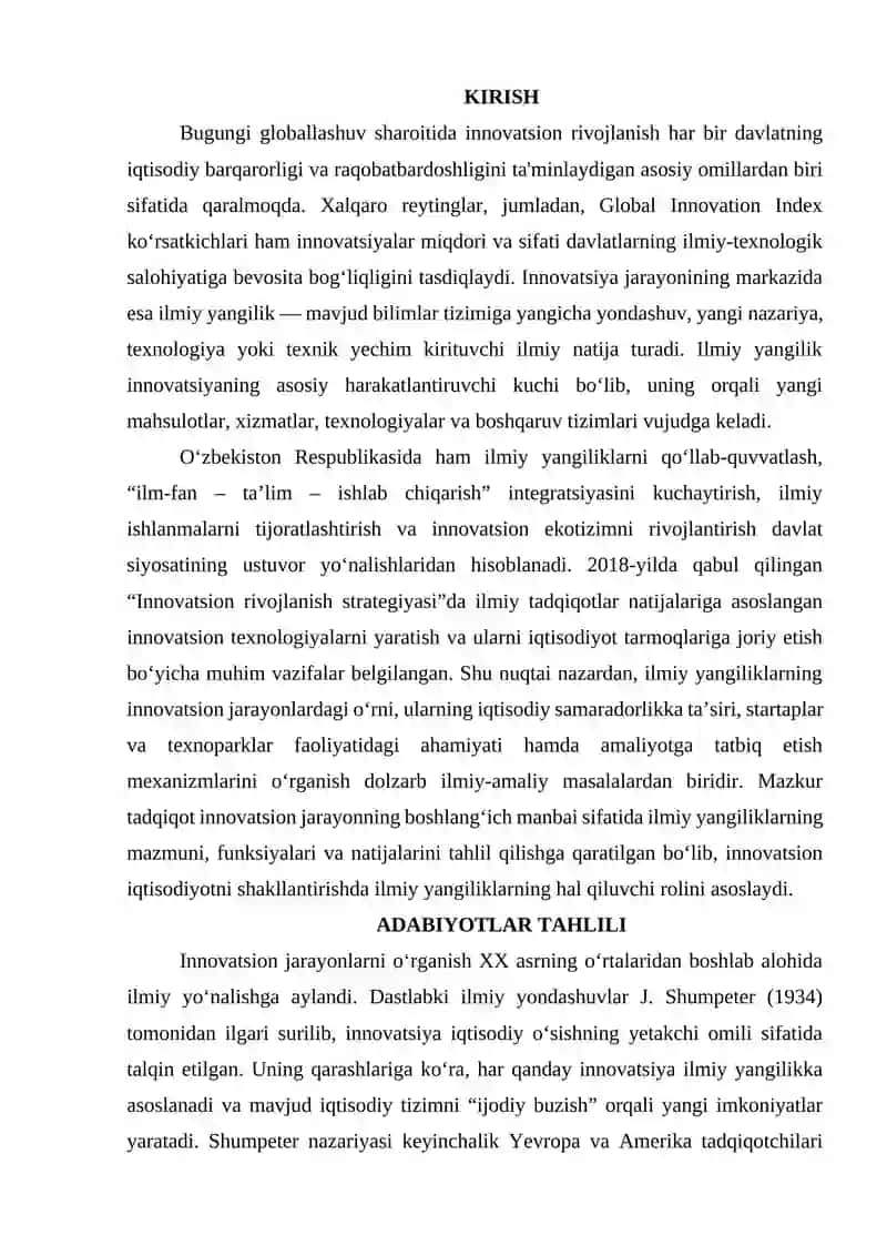 INNOVATSIYADA ILMIY YANGILIKLARNING O‘RNI 2