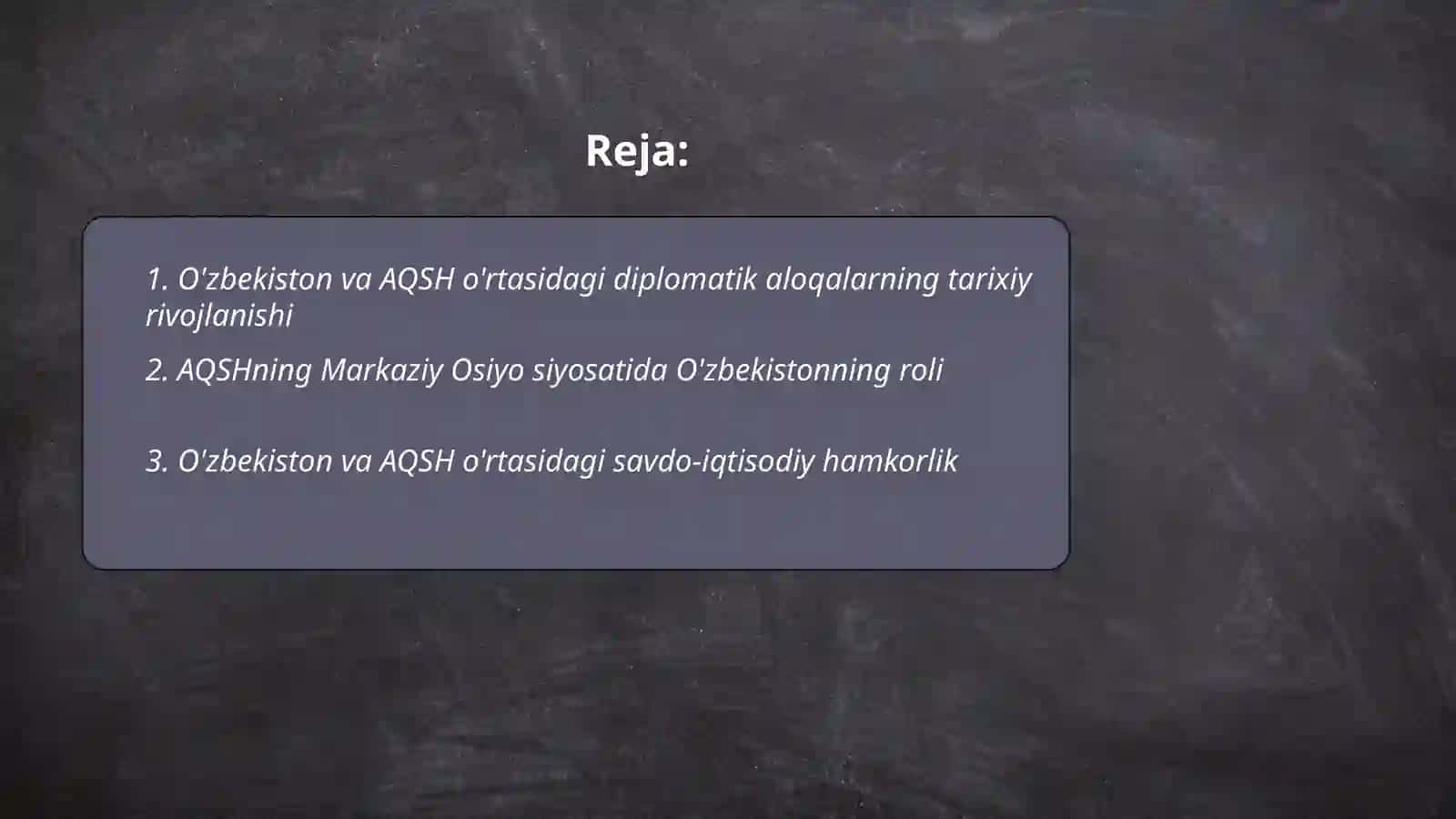 O’zbekiston va AQSH o’rtasidagi siyosiy va iqtisodiy munosabatlar 2