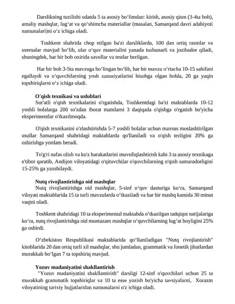 Ona tili fanidan darsliklar mazmuni bilan tanishish 2