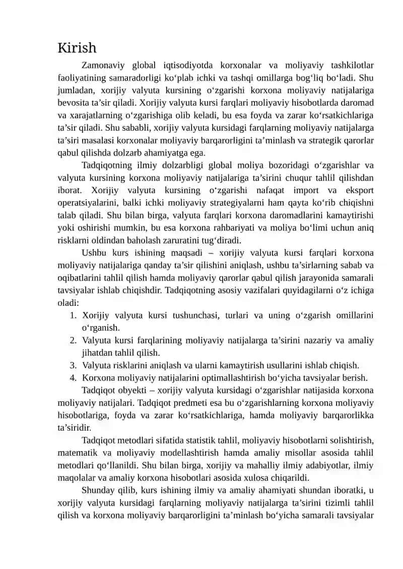 Xorijiy valyuta kursi farqlarning moliyaviy natijalarga ta'siri 2