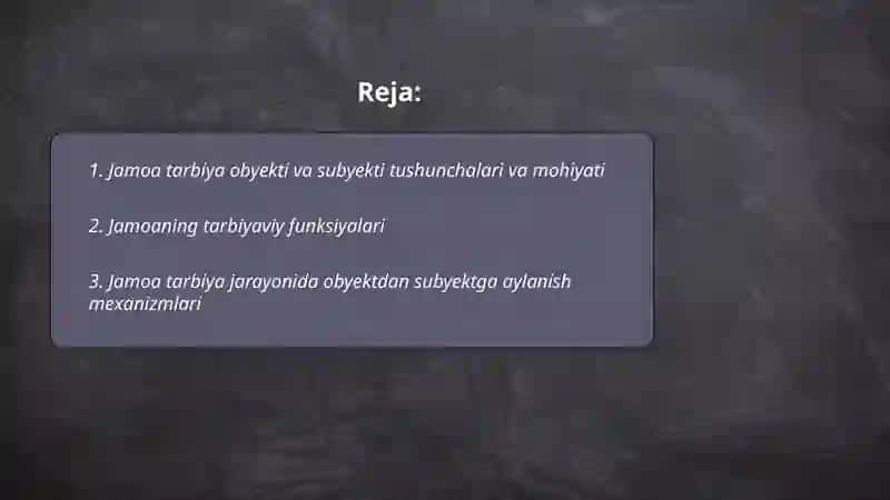 Jamoa tarbiya obyekti va subyekti sifatida 2