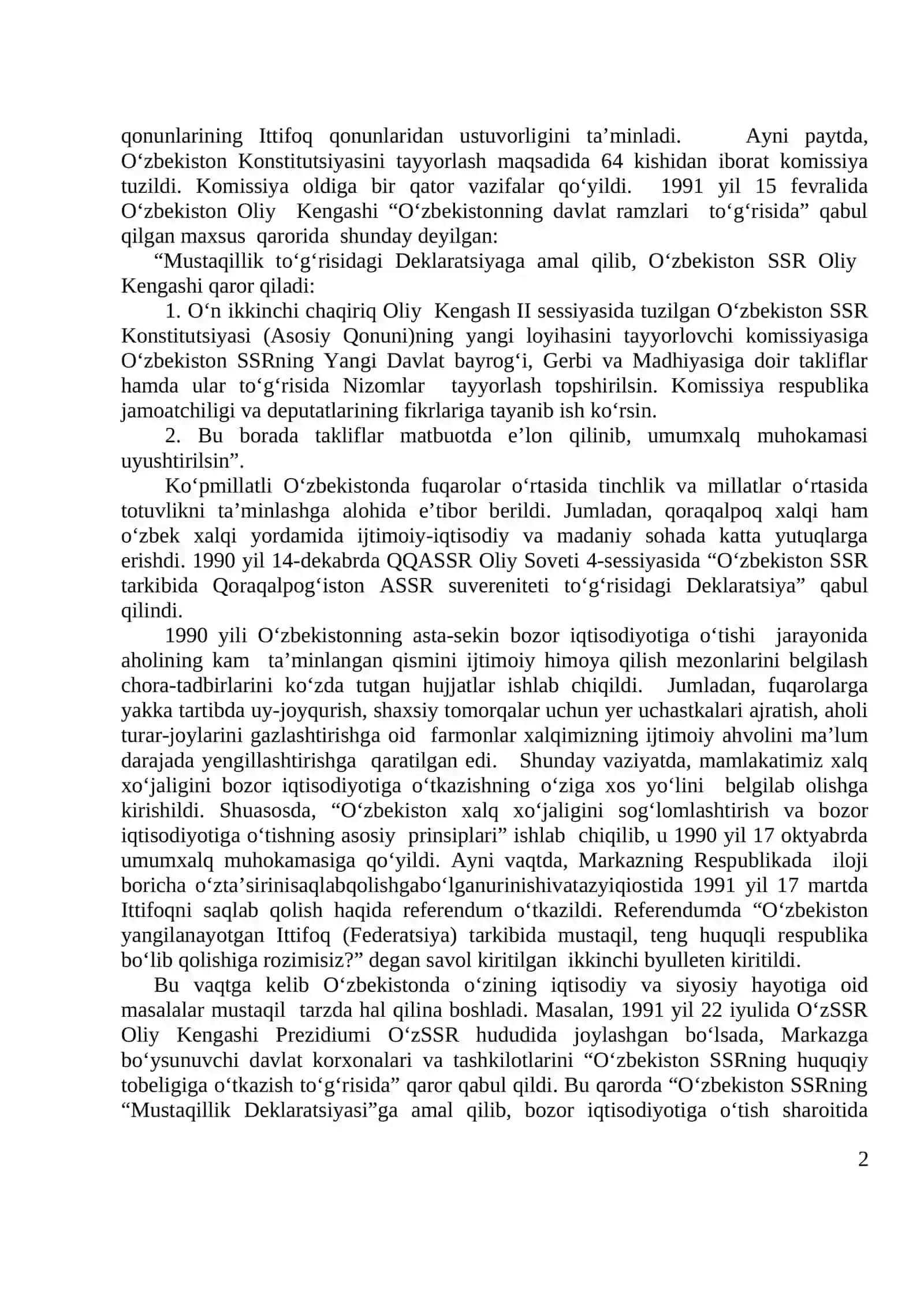 O‘zbekiston Respublikasining tashkil topishi va tarixiy ahamiyati 2