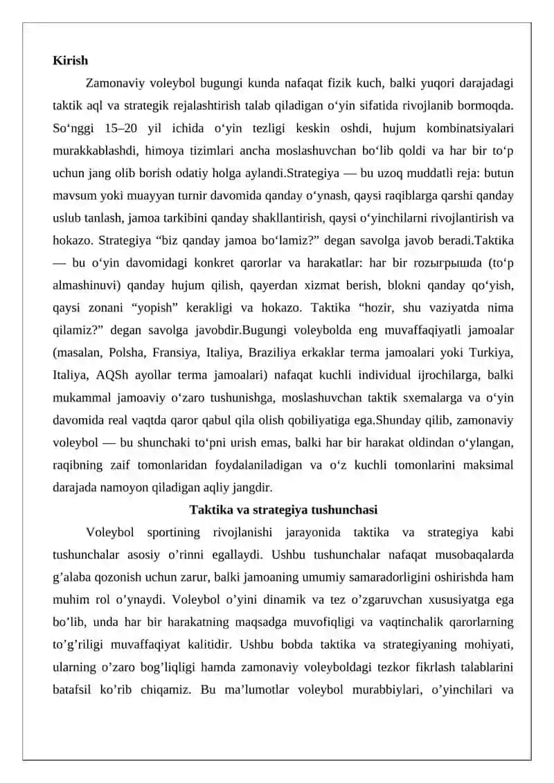 Zamonaviy voleybolda taktika va strategiya haqida tushuncha 2
