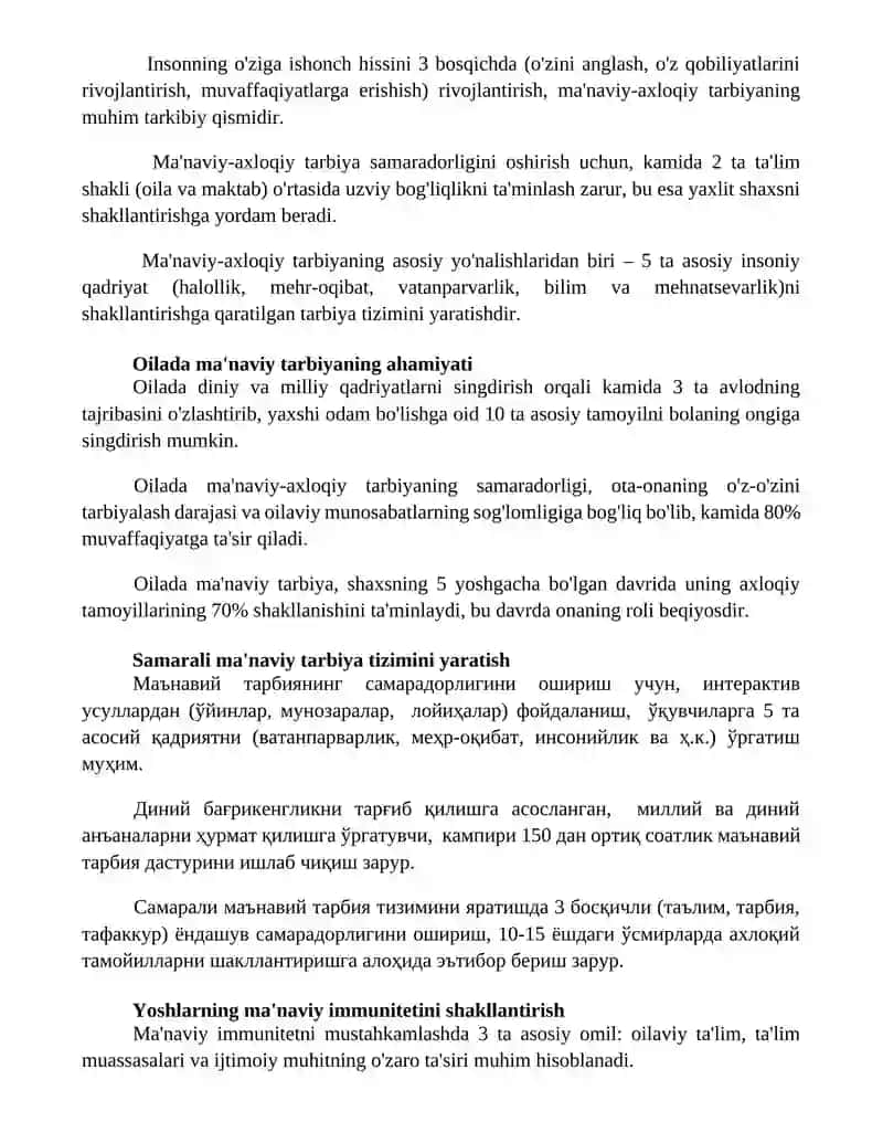 Tarbiya tizimida barkamol insonni maʼnaviy tarbiyalash masalalari 2
