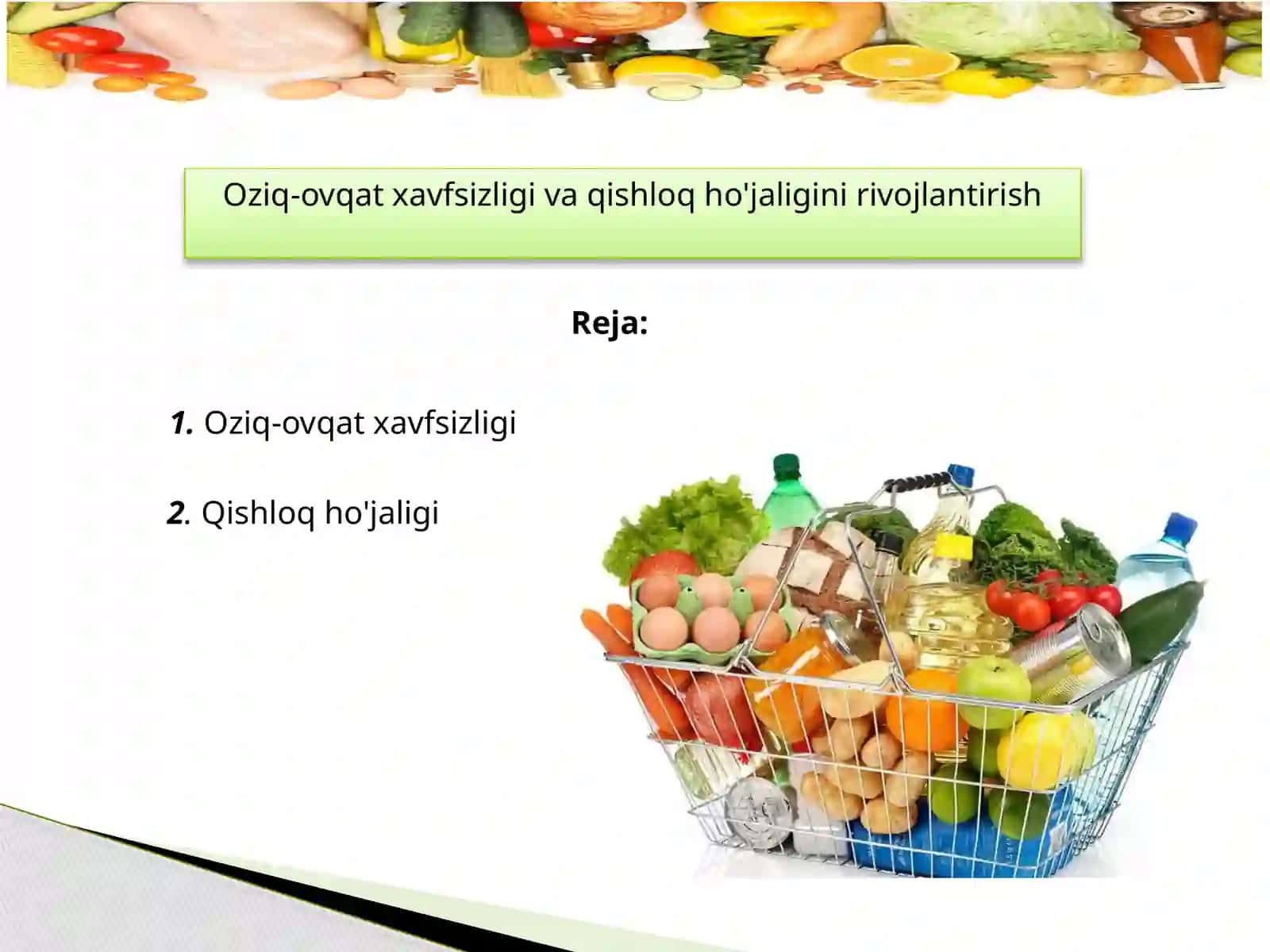 Oziq-ovqat xavfsizligi va qishloq ho'jaligini rivojlantirish 2