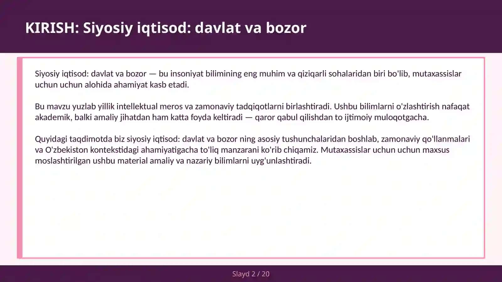 Siyosiy iqtisod: davlat va bozor 2