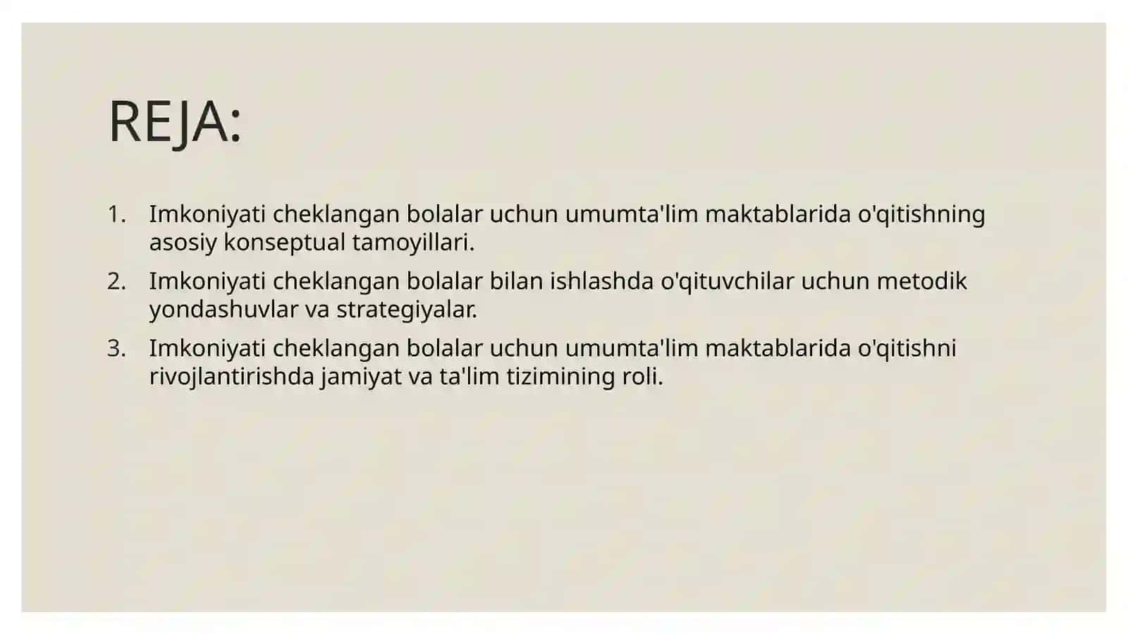 Imkoniyati cheklangan bolalar uchun umumiy ta'lim maktablarida o'qitish 2