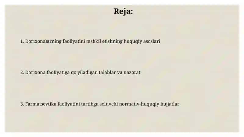 Dorixonalar faoliyatini tashkil etishning qonuniy asoslari 2