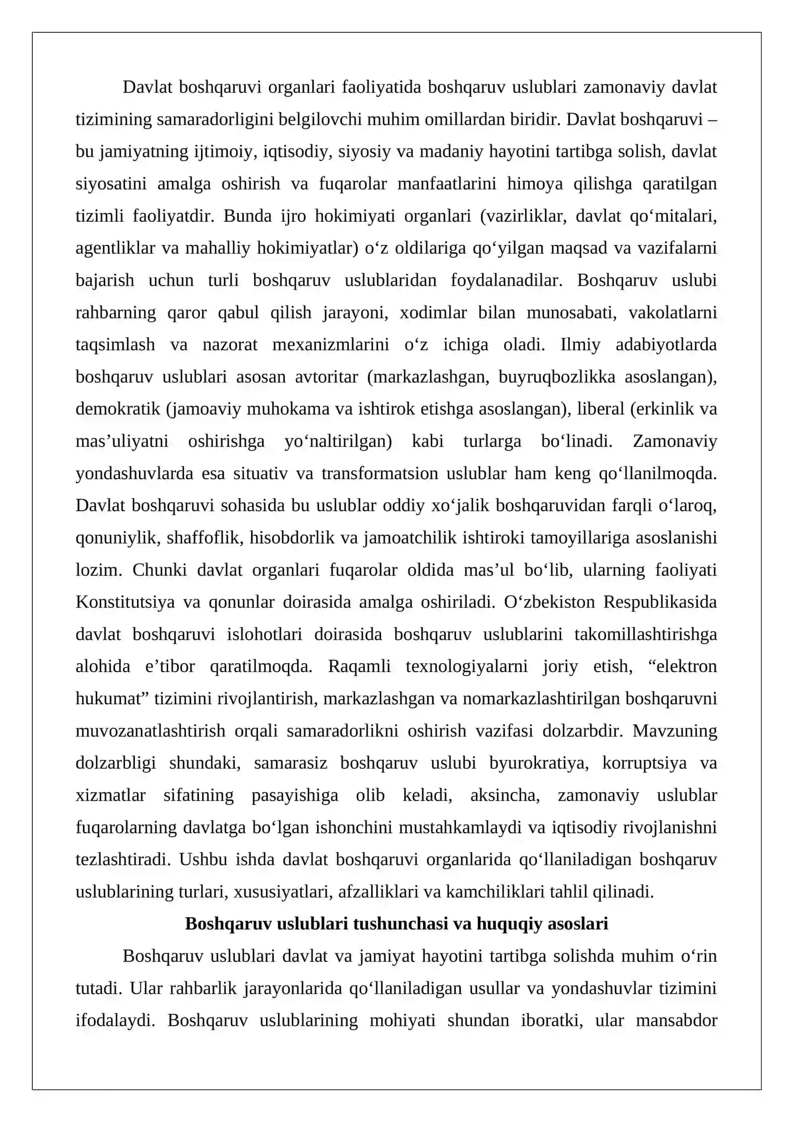 Davlat boshqaruvi organlari faoliyatida boshqaruv uslublari 2