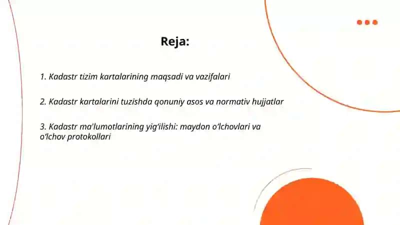 Kadastr tizim kartalarini tuzish 2