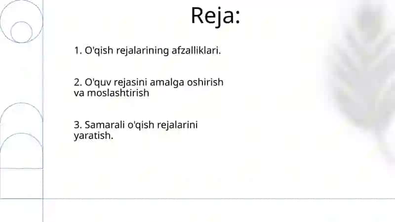 O'quv rejalari bilan ishlash 2