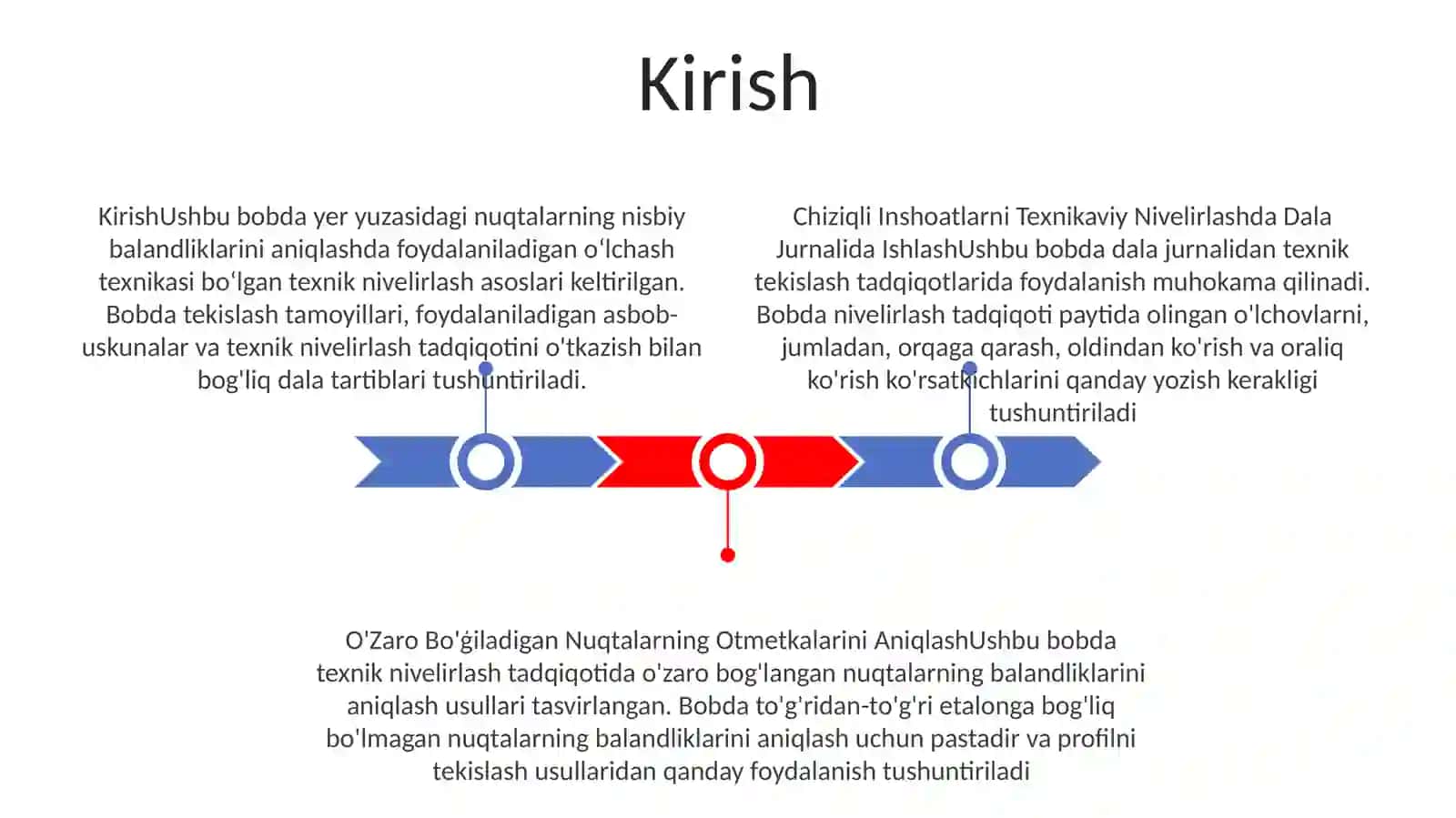 Chiziqli Inshoatlarni Texnikaviy Nivelirlashda Dala Jurnalida Ishlash Va O'Zaro Boģlanuvchi Nuqtalarning Otmetkalarini Aniqlash 2