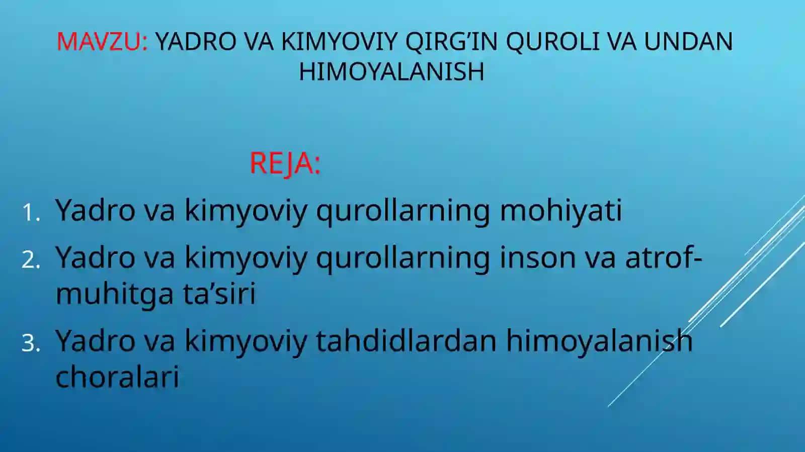 yadro va kimyoviy qirg’in quroli va undan himoyalanish 2